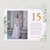 Green Two Foto Quinceanera Blush Vielen Dank Postkarte (Vorderseite)