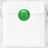 Green Two Hearts Intertwined Monogram Wedding Runder Aufkleber (Tasche)