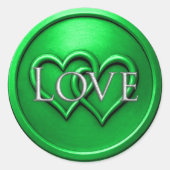 Green Two Hearts Intertwined Wedding Runder Aufkleber (Vorderseite)