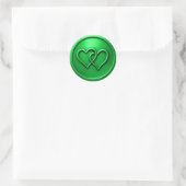 Green Two Hearts Intertwined Wedding Runder Aufkleber (Tasche)