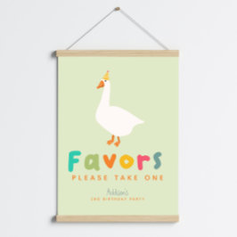 Green Two Silly Goose 2nd Birthday Favor Sign Poster