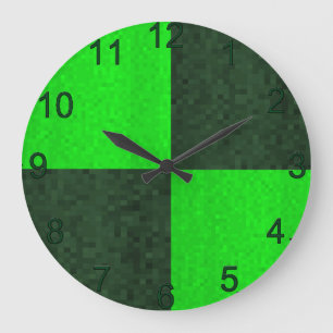 Green Two Toned Mosaic, Large Wall Clock Große Wanduhr