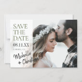 Green Typografy Save the Date Foto Magnete (Vorderseite)