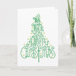 Green typographic Christmas tree Feiertagskarte
