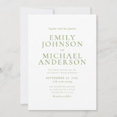 Green Typography Wedding Invitation Einladung (Vorderseite)