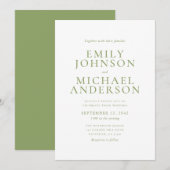Green Typography Wedding Invitation Einladung (Vorne/Hinten)