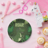 Green Tyrannosaurus Rex T-rex Tropical Birthday Pappteller (Party)
