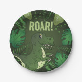 Green Tyrannosaurus Rex T-rex Tropical Birthday Pappteller (Vorderseite)