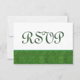 Green UAWG Damask Wedding C103 RSVP Karte