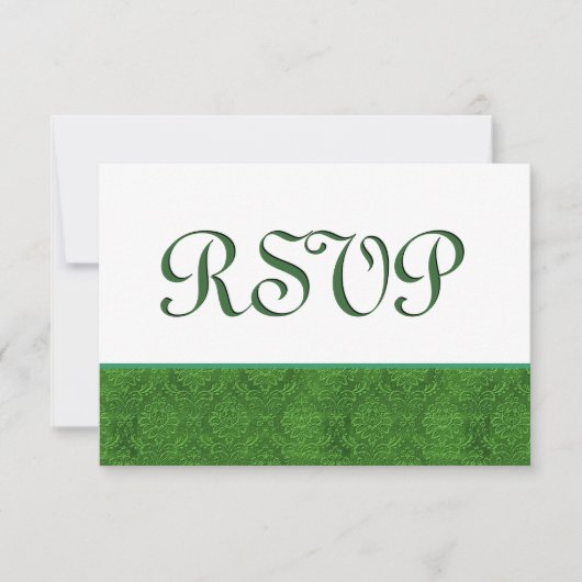 Green UAWG Damask Wedding C103 RSVP Karte (Vorderseite)