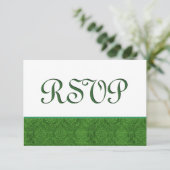 Green UAWG Damask Wedding C103 RSVP Karte (Stehend Vorderseite)