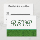 Green UAWG Damask Wedding C103 RSVP Karte (Vorne/Hinten)