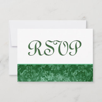 Green UAWG Grunge Damask Hochzeit RSVP Karte
