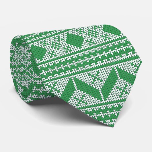 Green Uggli Christmas Sweater Muster Krawatte (Gerollt)