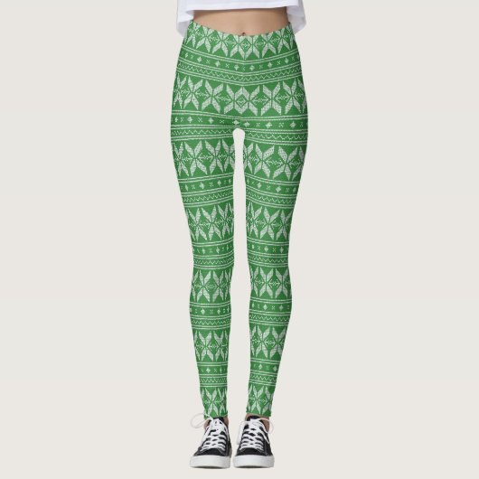 Green Uggli Christmas Sweater Muster Leggings (Vorderseite)