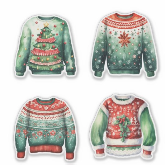 Green Ugly Christmas Sweaters Aufkleber (Vorderseite)