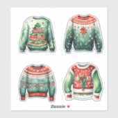 Green Ugly Christmas Sweaters Aufkleber (Blatt)
