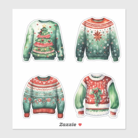 Green Ugly Christmas Sweaters Aufkleber (Blatt)