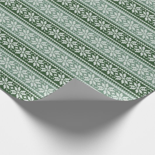 Green Ugly Sweater Knitter Snowflake Muster Geschenkpapier (Ecke)