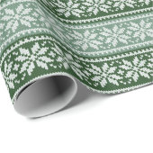 Green Ugly Sweater Knitter Snowflake Muster Geschenkpapier (Rolleneckpunkt)