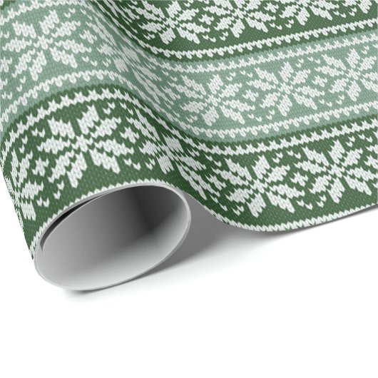 Green Ugly Sweater Knitter Snowflake Muster Geschenkpapier (Rolleneckpunkt)