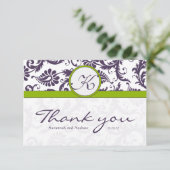 Green Ultra Violet Lila Damask Wedding Vielen Dank Dankeskarte (Stehend Vorderseite)