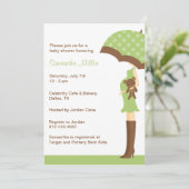 Green Umbrella Baby Shower Einladungen (Stehend Vorderseite)