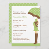Green Umbrella Baby Shower Einladungen (Vorne/Hinten)