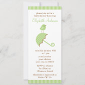 Green Umbrella Bird Baby Dusche Einladung (Vorderseite)