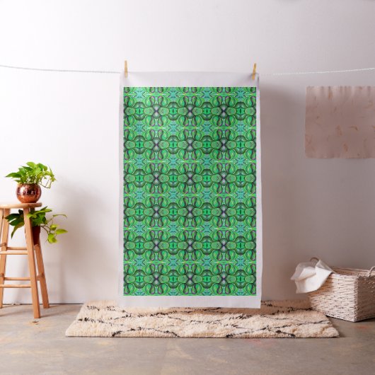 Green und Aqua Doodle mit schwarzen Linien Stoff (Beispiel)