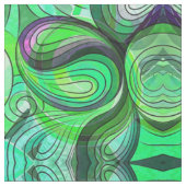 Green und Aqua Doodle mit schwarzen Linien Stoff (Nahaufnahme)