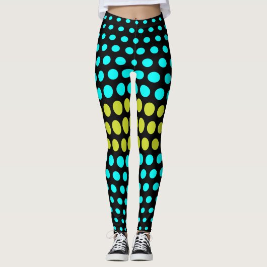 Green und Aqua Polka Dot Pattern Leggings (Vorderseite)
