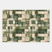 Green und Beige Grunge Kariert Geschenkpapier Set (Vorderseite)