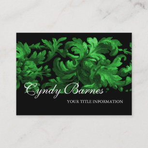 Green und Black Acanthus Scroll Business Card Visitenkarte