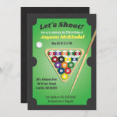 Green und Black Billiard Pool Party Einladung (Vorne/Hinten)