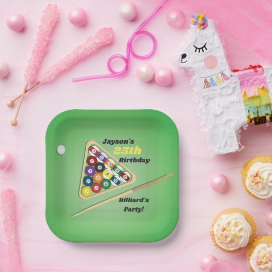 Green und Black Billiard Pool Party Pappteller (Party)