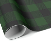 Green und Black Buffalo Kariert Gemustert Geschenkpapier (Rolleneckpunkt)