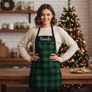 Green und Black Buffalo Kariert Tartan Custom Schürze