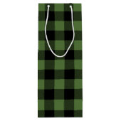 Green und Black Buffalo Karo Rustikale Weihnachten Geschenktüte Für Weinflaschen (Rückseite)