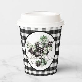 Green und Black Buffalo Karo Sleigh und Packages Pappbecher