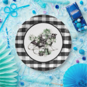 Green und Black Buffalo Karo Sleigh und Packages Pappteller (Party)