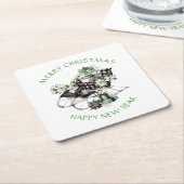 Green und Black Buffalo Karo Sleigh und Packages Rechteckiger Pappuntersetzer (angewinkelt)