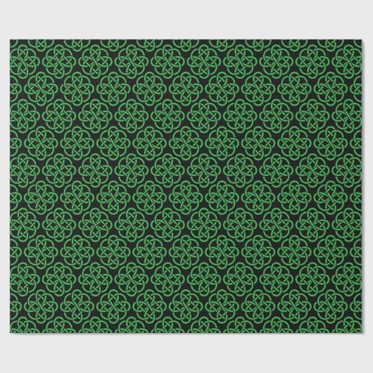 Green und Black Celtic Shield Knot Geschenkpapier (Flach)
