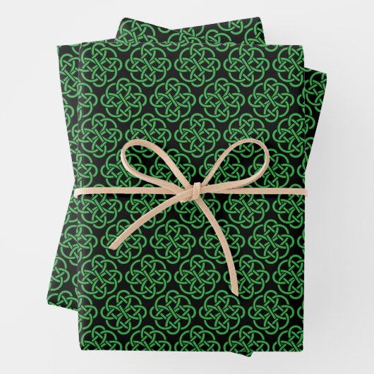 Green und Black Celtic Shield Knot Geschenkpapier Set (Beispiel)
