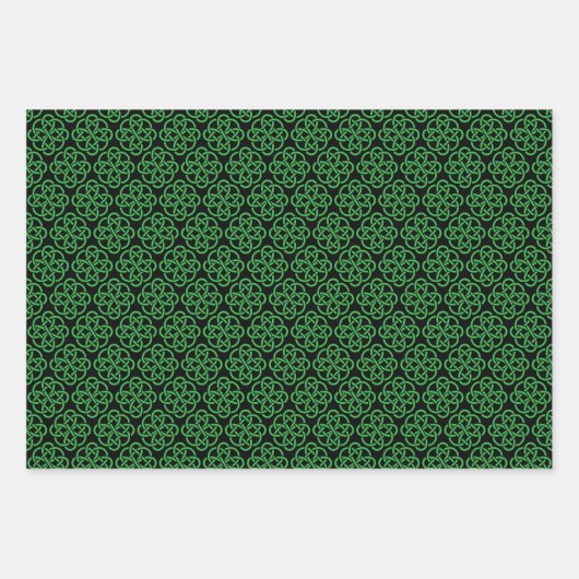 Green und Black Celtic Shield Knot Geschenkpapier Set (Vorderseite)