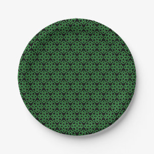 Green und Black Celtic Shield Knot Pappteller