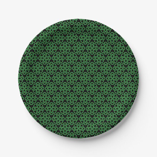 Green und Black Celtic Shield Knot Pappteller (Vorderseite)