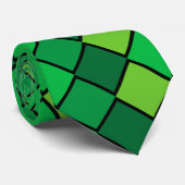 Green und Black Checked Necktie Krawatte (Gerollt)
