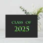 Green und Black Class of 2025 Card Einladung (Stehend Vorderseite)