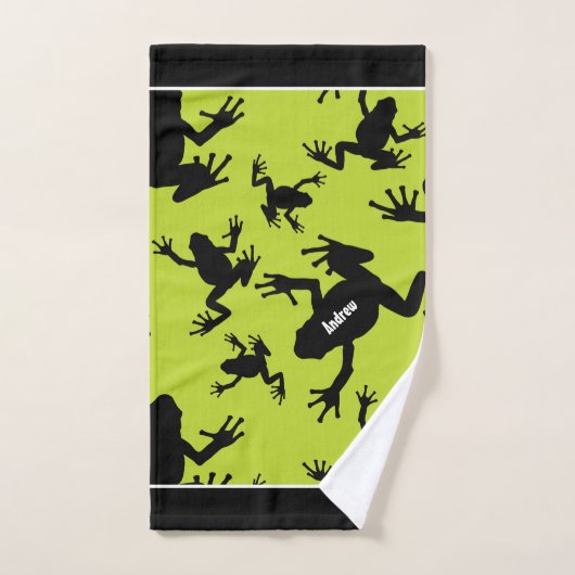 Green und Black Frog Pattern Kids Badhandtuch Set (Handtuch)